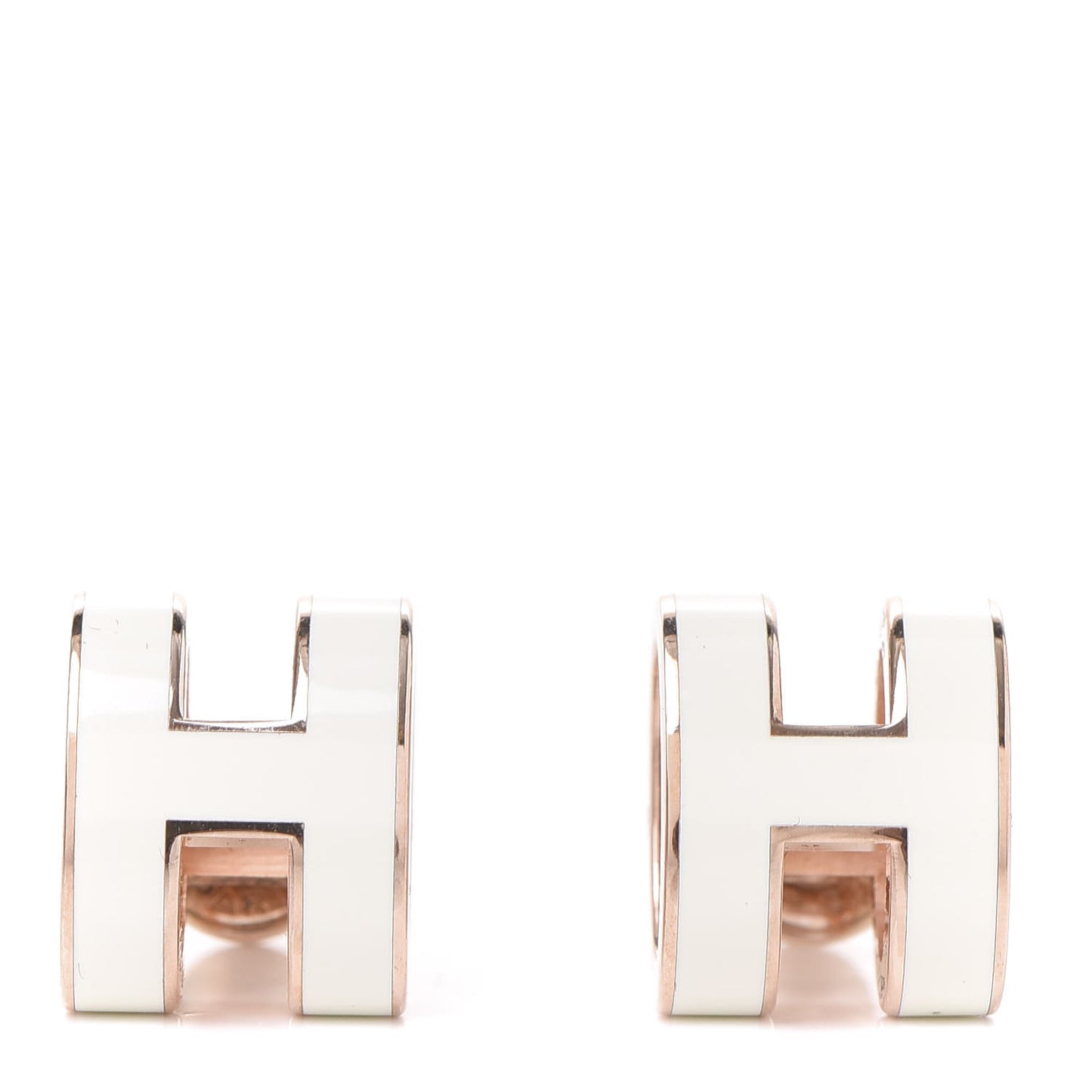 Gold Lacquered Pop H Earrings Ecru