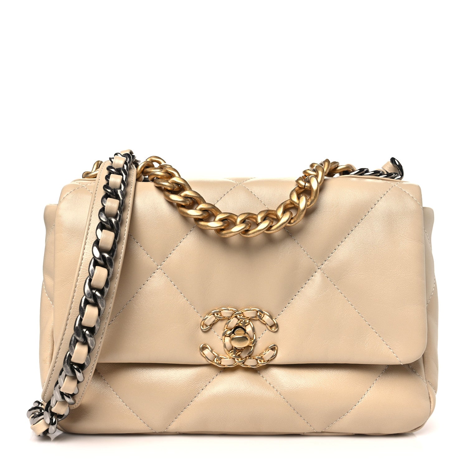 Chanel Lambskin Quilted Medium Chanel 19 Flap Beige 1 of 11