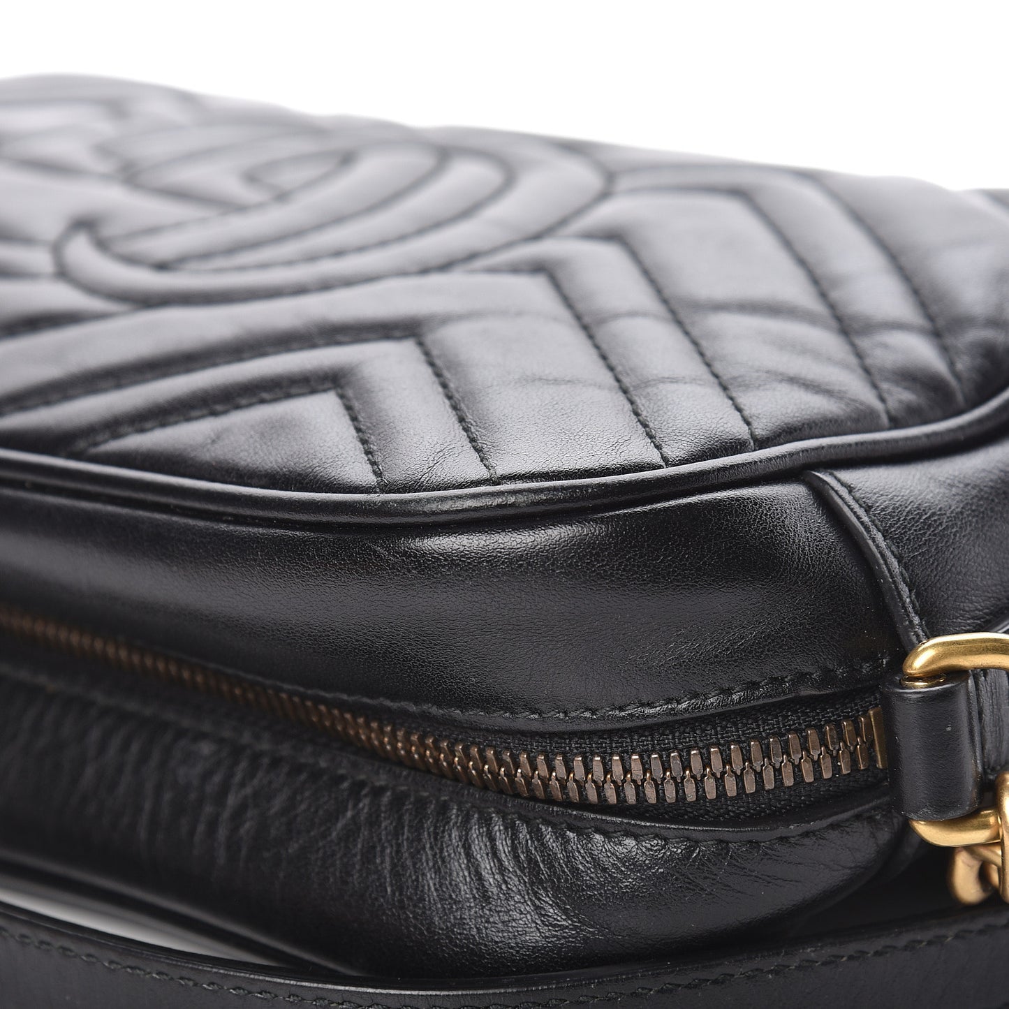 Calfskin Matelasse Small GG Marmont Chain Shoulder Bag Black
