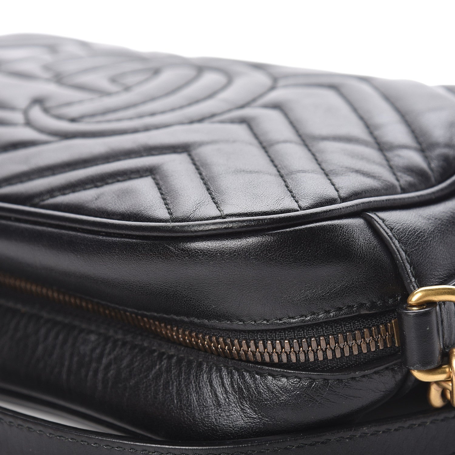 Gucci Calfskin Matelasse Small GG Marmont Chain Shoulder Bag Black 24 of 27