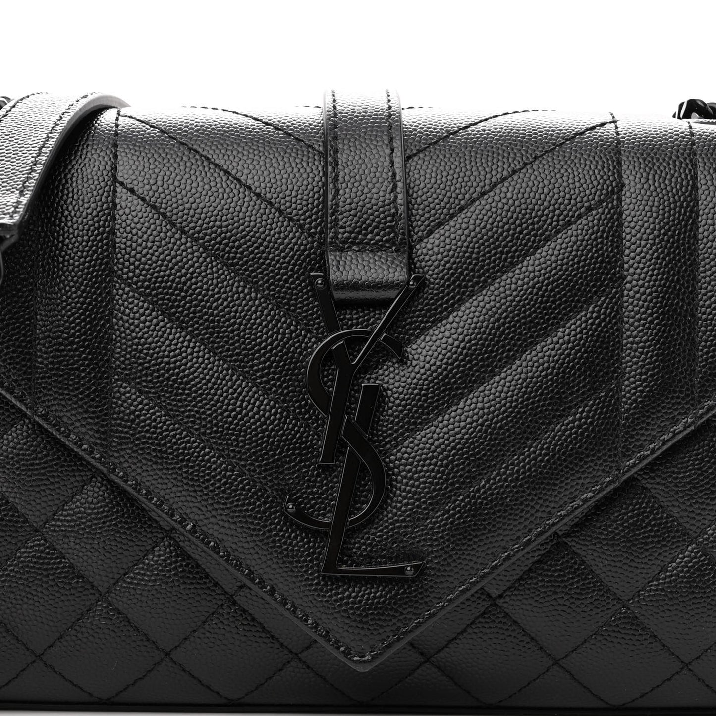 Grain De Poudre Textured Mixed Matelasse Triquilt Small Monogram Satchel Black