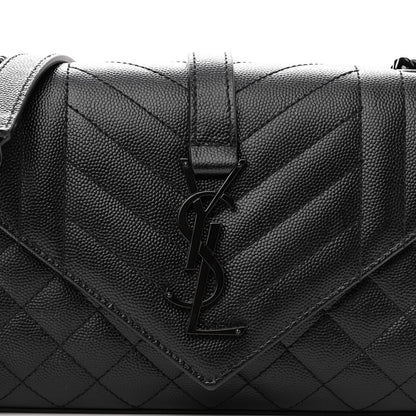 Saint Laurent Grain De Poudre Textured Mixed Matelasse Triquilt Small Monogram Satchel Black 7 of 9