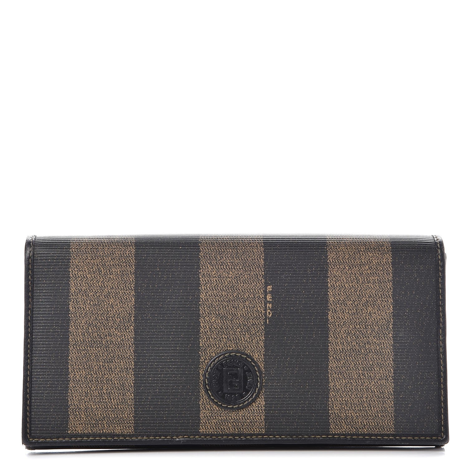Fendi Pequin Striped Flap Wallet Tobacco 1 of 10