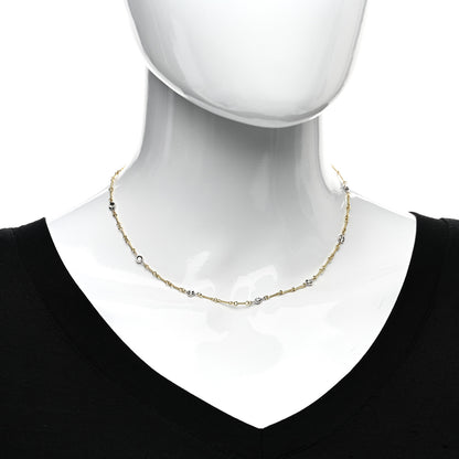 Roberto Coin 18K Yellow White Gold Diamond By the Inch Seven Station Dog Bone Necklace 2 of 5