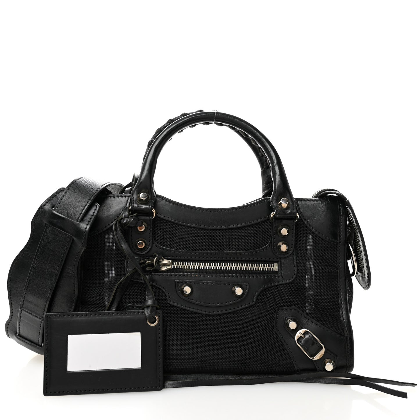 Mesh Calfskin Classic Silver Hardware Mini City Black