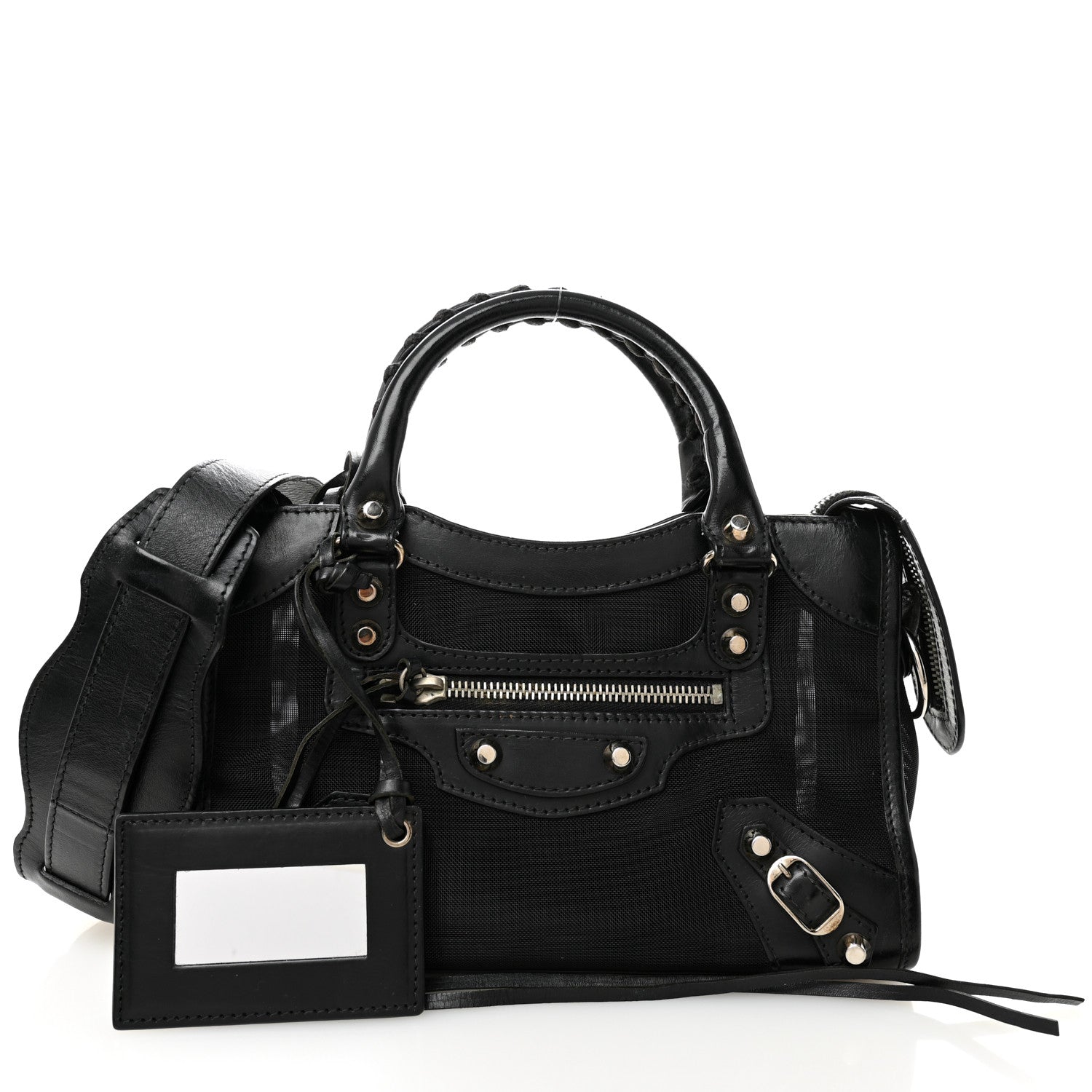 Balenciaga Mesh Calfskin Classic Silver Hardware Mini City Black 3 of 13