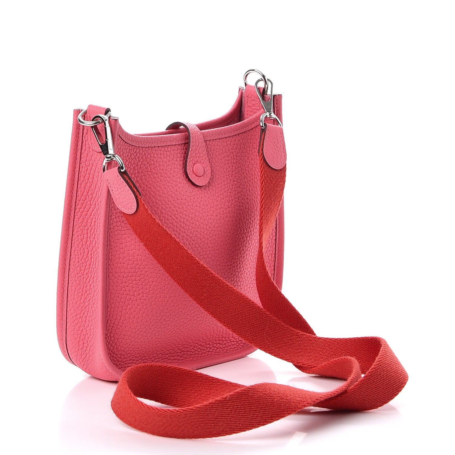 Hermes Taurillon Clemence Amazone Evelyne TPM Rose Azalee Rouge Pivoine 3 of 8
