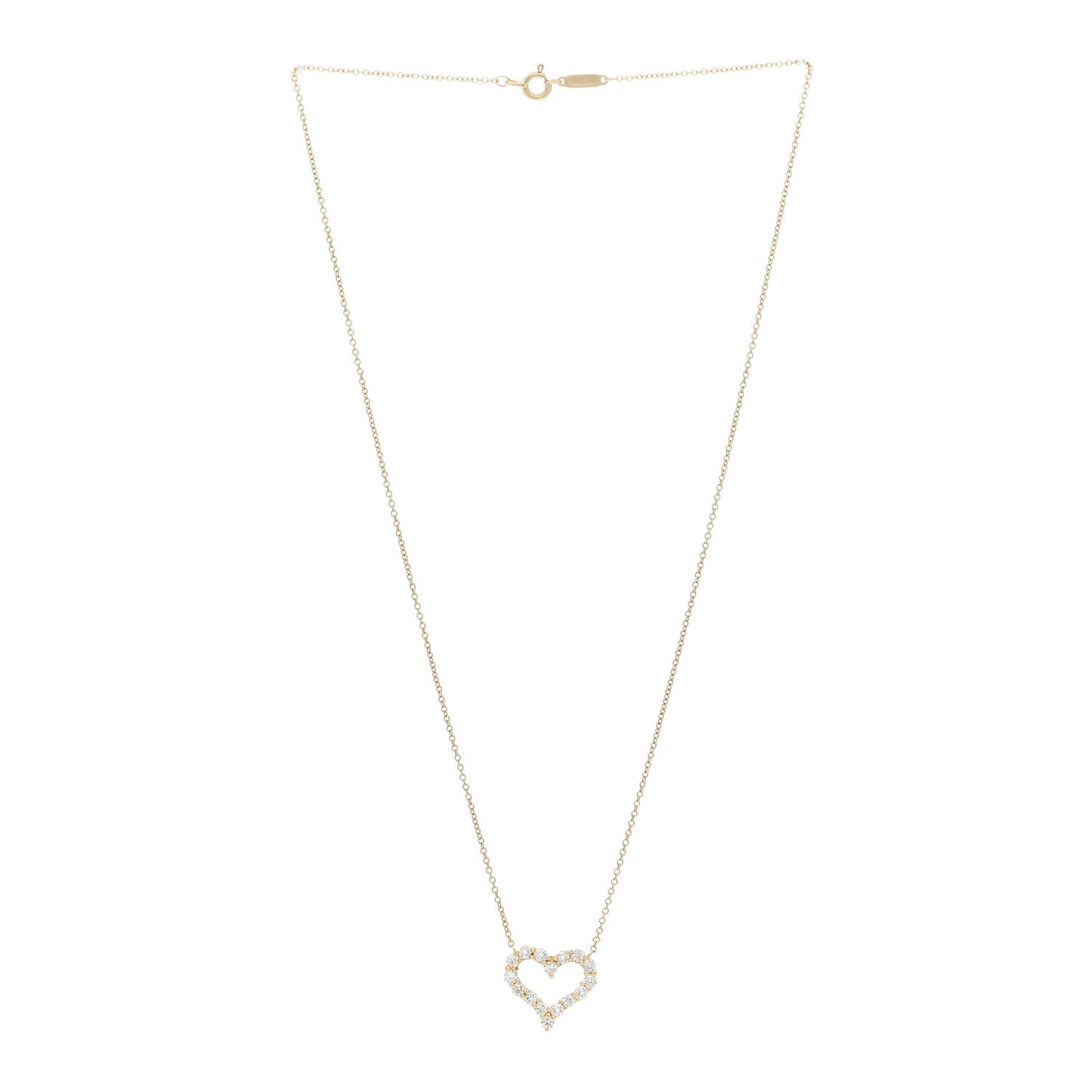 18K Yellow Gold Diamond Small Heart Pendant Necklace