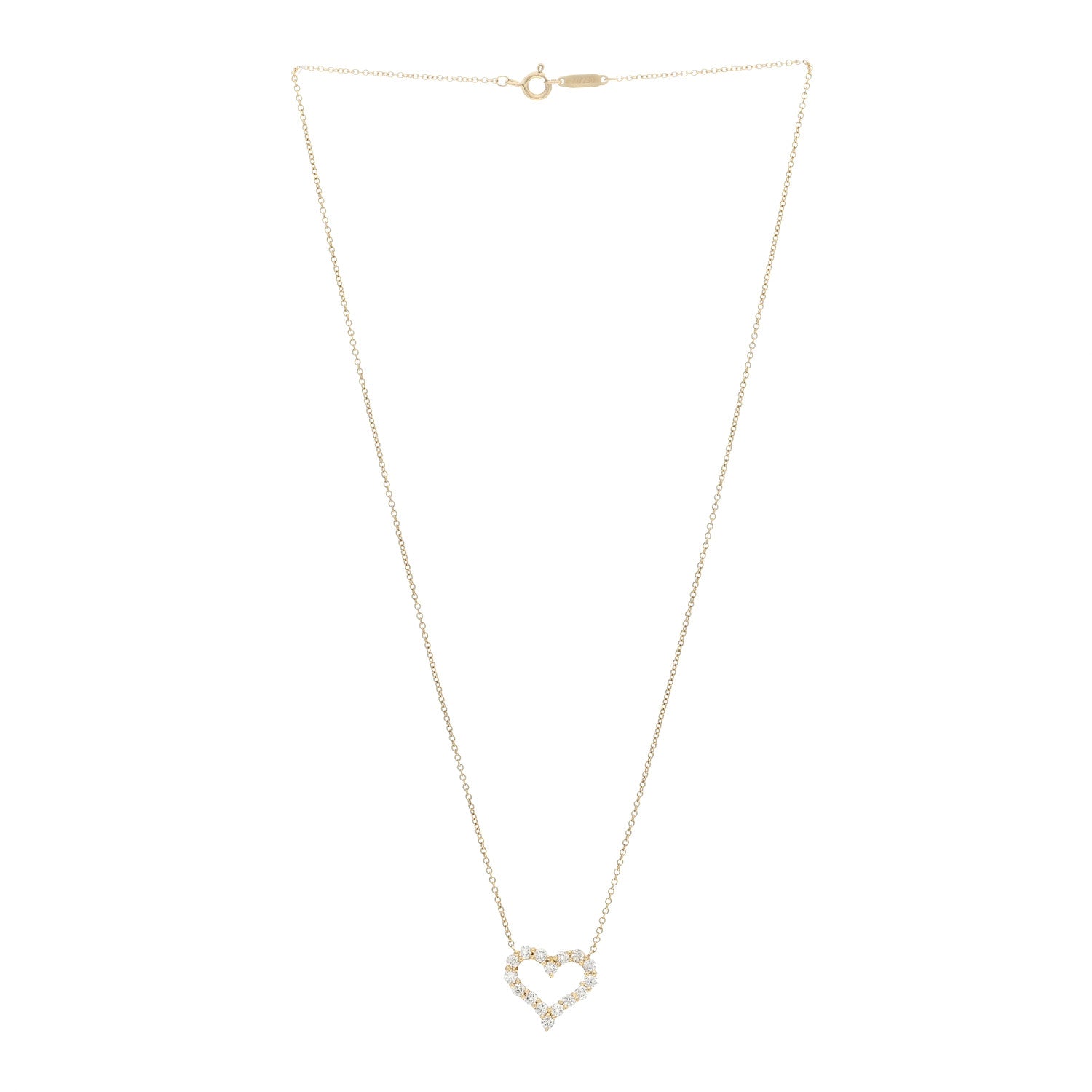 Tiffany 18K Yellow Gold Diamond Small Heart Pendant Necklace 3 of 5