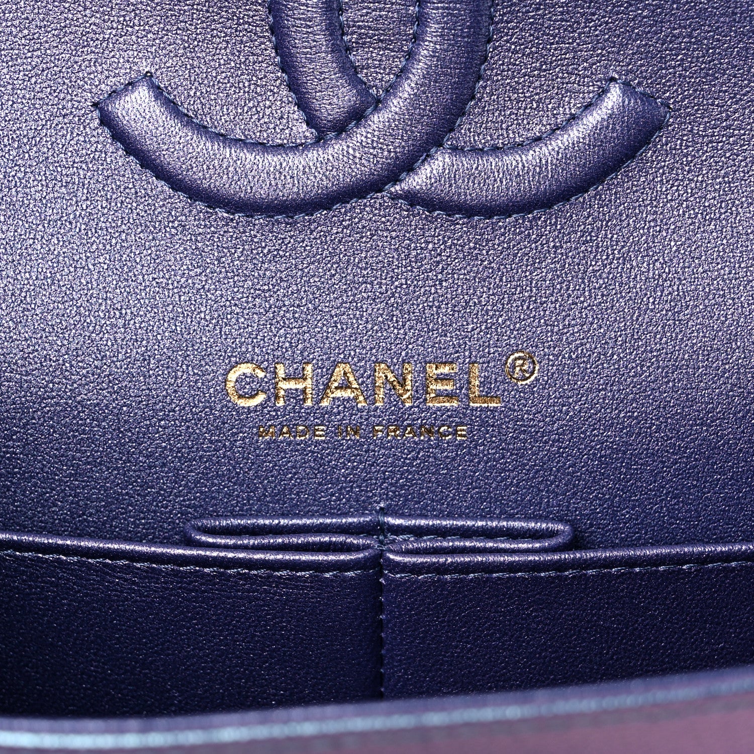 Chanel Iridescent Caviar Quilted Medium Double Flap Dark Blue 6 of 10
