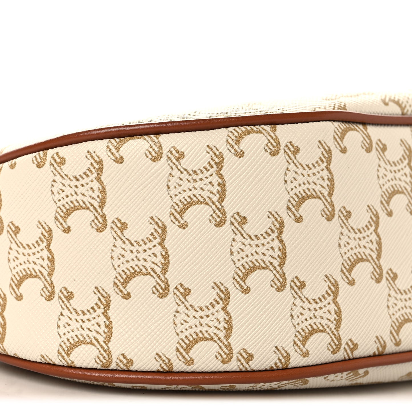 Canvas Calfskin Ava Triomphe Shoulder Bag White