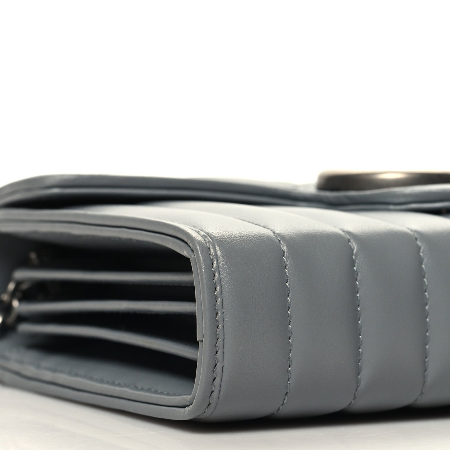 Calfskin Matelasse Aria GG Marmont Chain Wallet Deep Grey