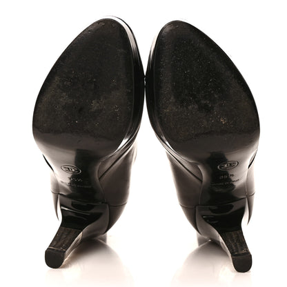 Chanel Lambskin Patent CC Cap Toe Platform Ankle Boots 35.5 Black 5 of 10
