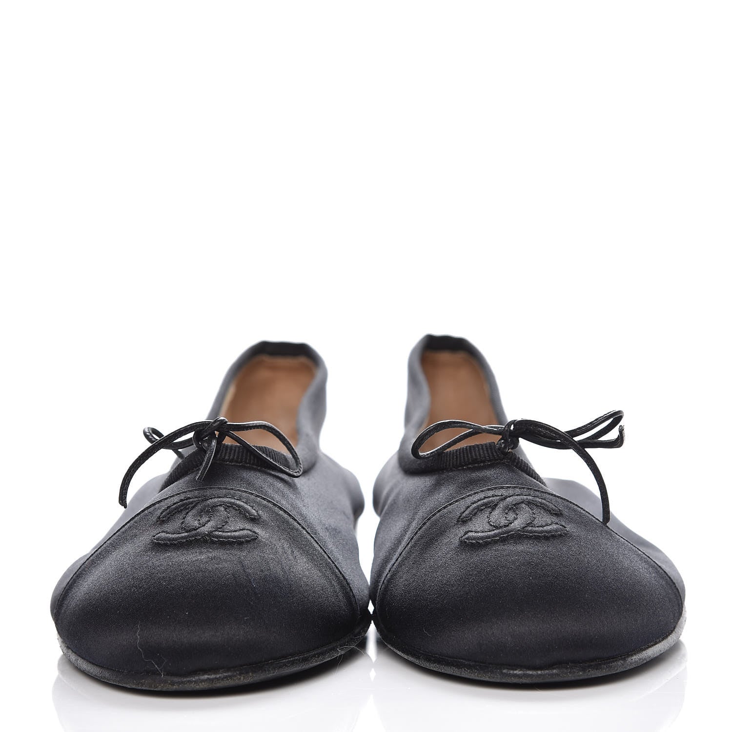 Chanel Satin Patent Cap Toe Ballerina Flats 39.5 Black 2 of 13