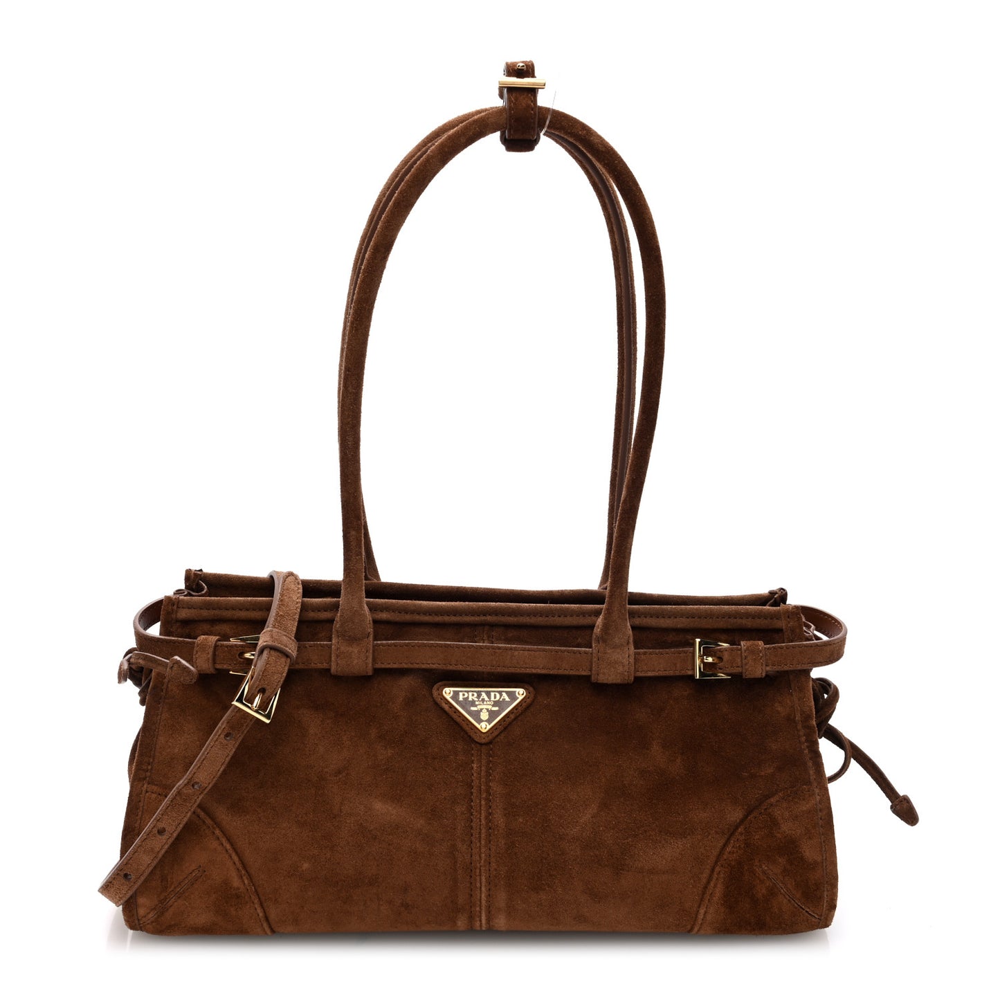 Suede Triangle Medium Bonnie Shoulder Bag Cacao