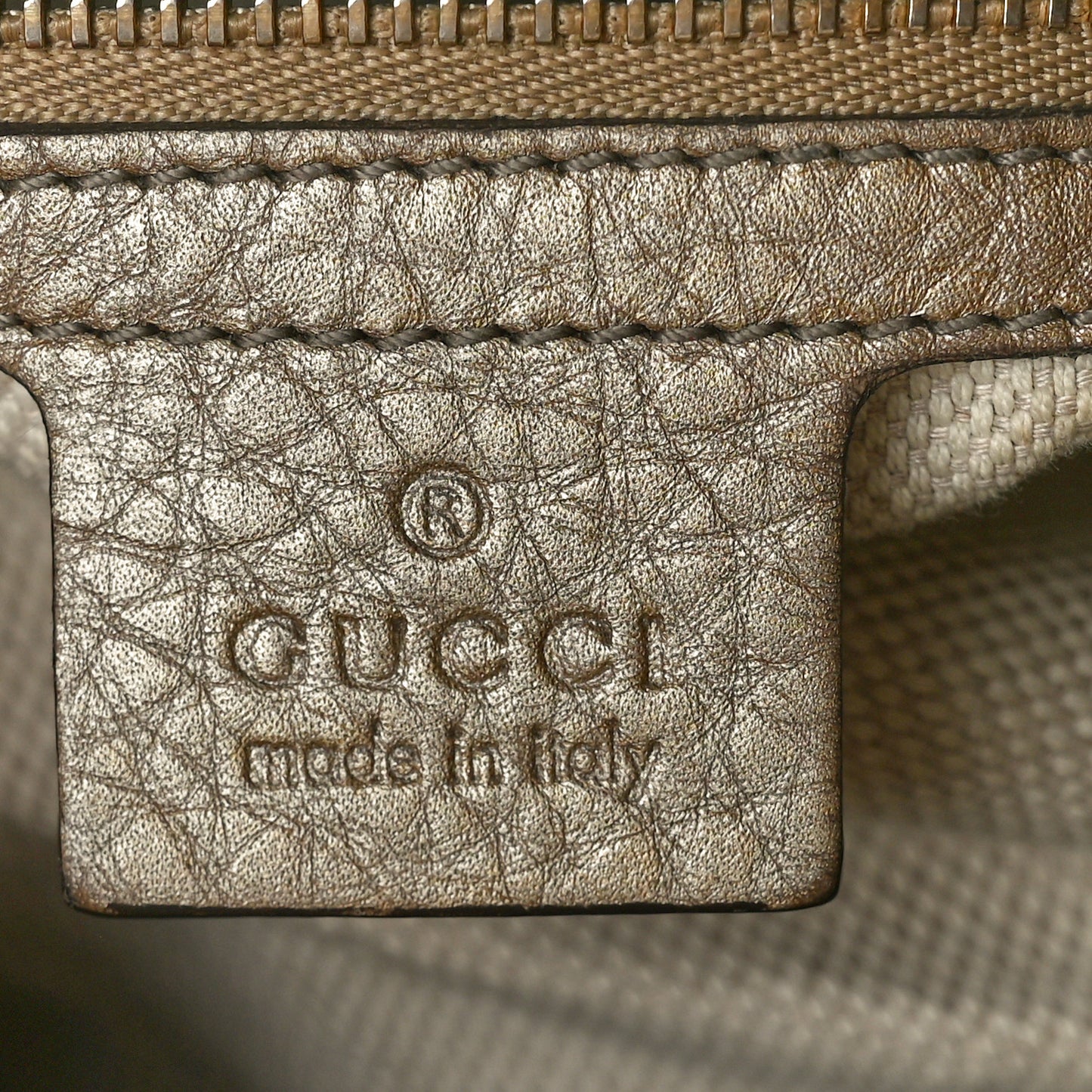 Metallic Pebbled Calfskin Medium Soho Chain Shoulder Bag Golden Beige