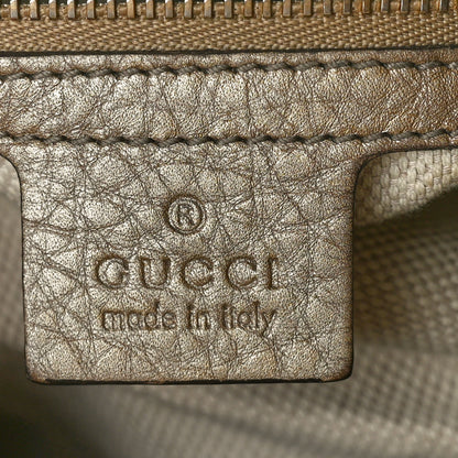 Gucci Metallic Pebbled Calfskin Medium Soho Chain Shoulder Bag Golden Beige 6 of 13