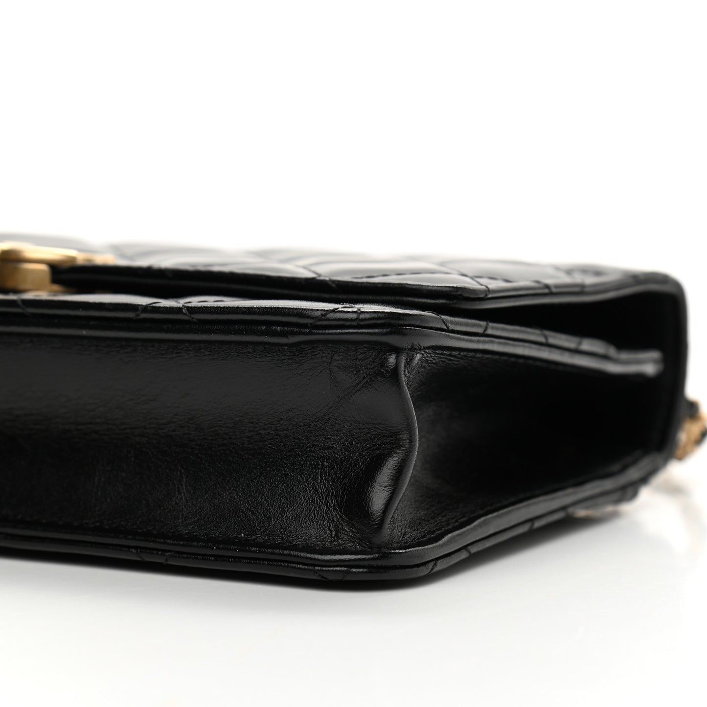 Calfskin Quilted Perfect Fit Wallet On Chain WOC Black