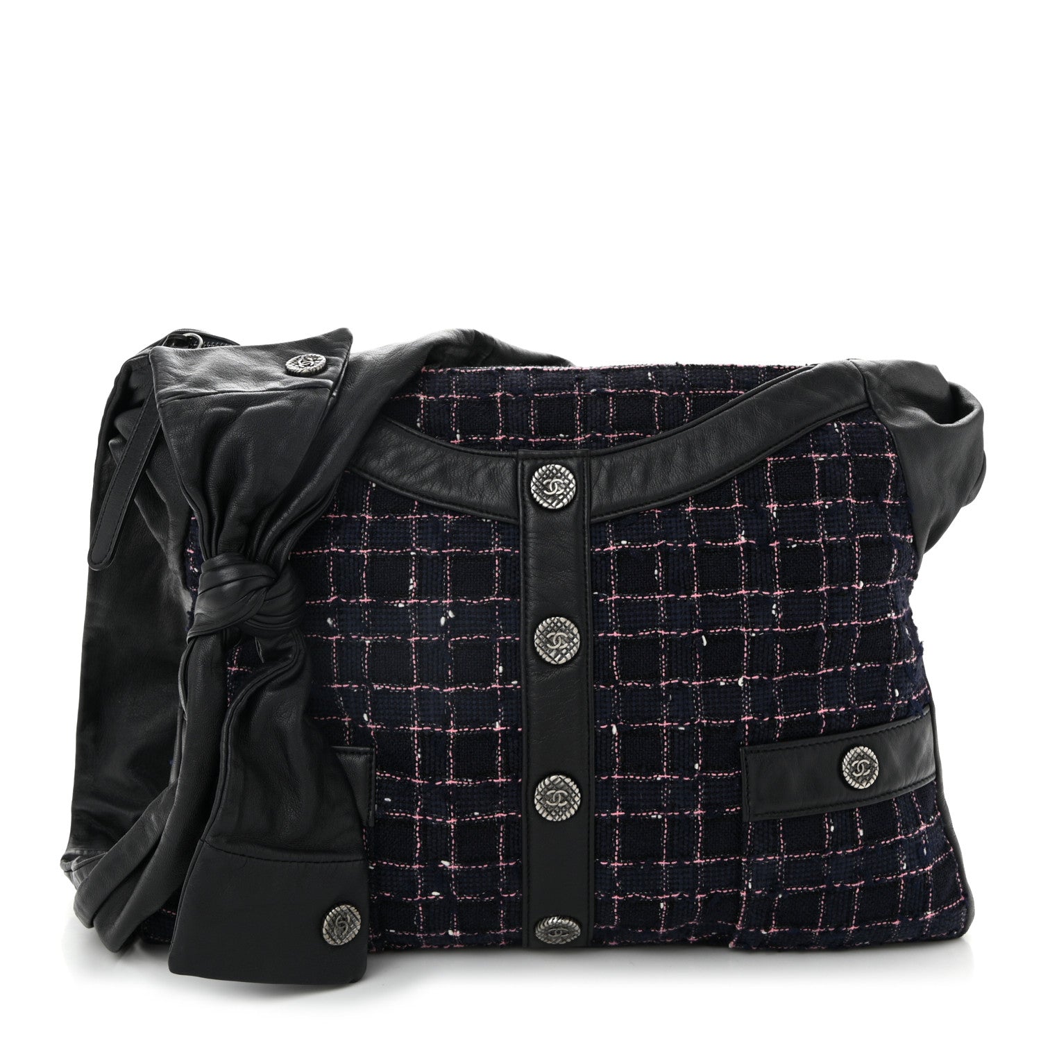 Chanel Tweed Lambskin Small Girl Bag Navy Blue Pink 1 of 10