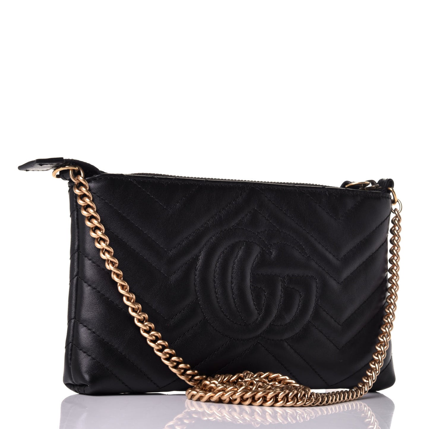 Calfskin Matelasse Mini GG Marmont Chain Bag Black