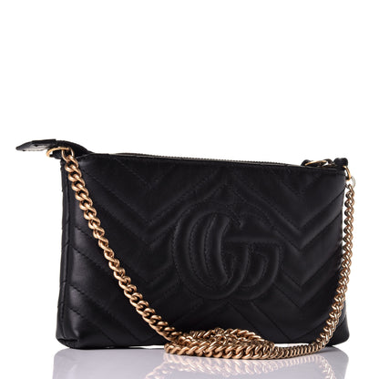 Gucci Calfskin Matelasse Mini GG Marmont Chain Bag Black 3 of 8