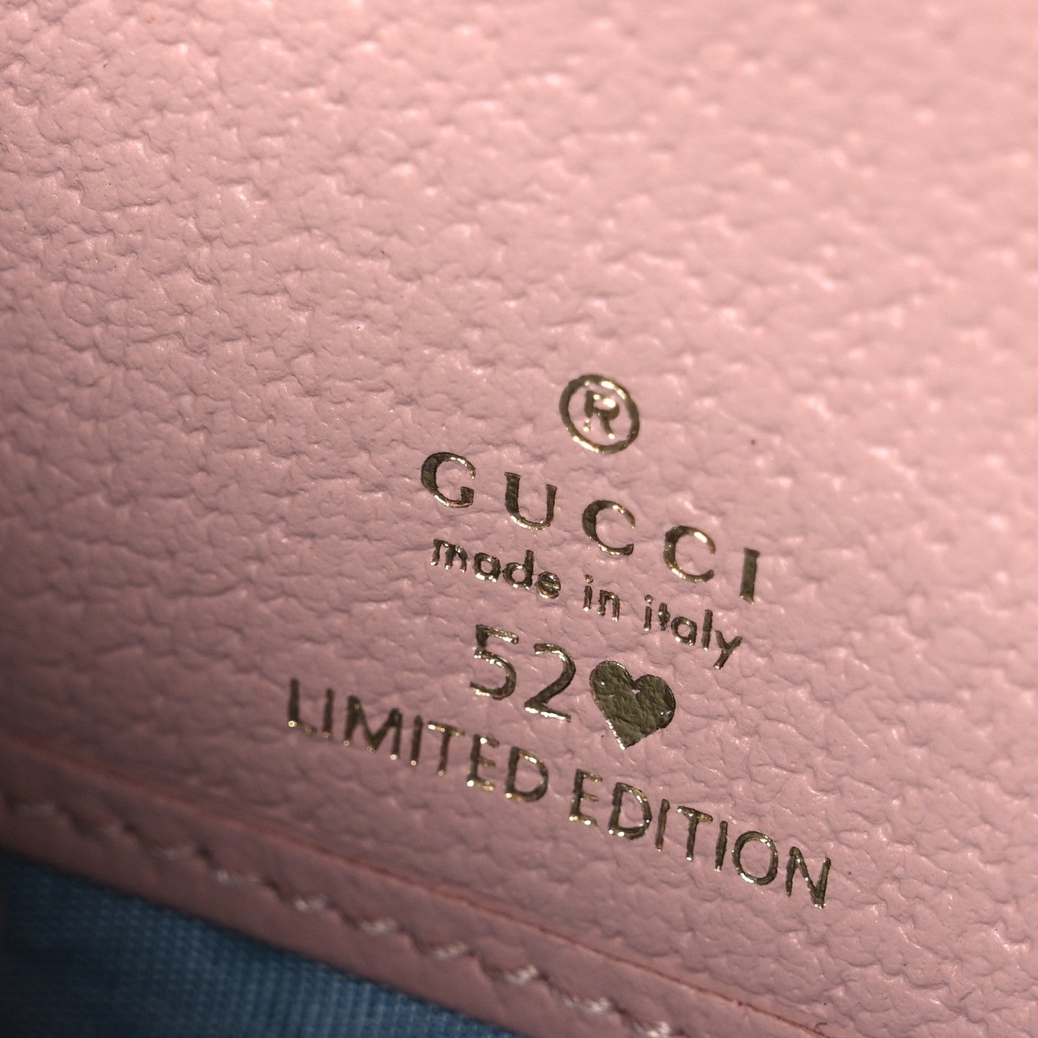 Gucci New Denim GG Monogram Calfskin Love Parade Zip Around Wallet Light Pink 6 of 7