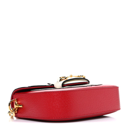 Gucci X ADIDAS Textured Dollar Calfskin Web Trefoil Mini Horsebit 1955 Shoulder Bag Hibiscus Red Off White 3 of 9