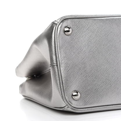 Prada Metallic Saffiano Small Galleria Double Zip Tote Cromo 7 of 12