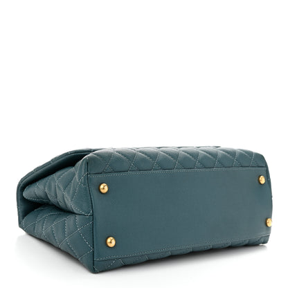 Chanel Caviar Lizard Quilted Small Coco Handle Flap Dark Turquoise 4 of 10