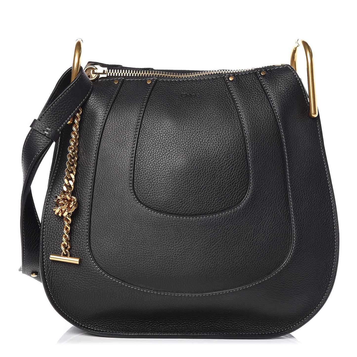 Grained Calfskin Small Hayley Hobo Black