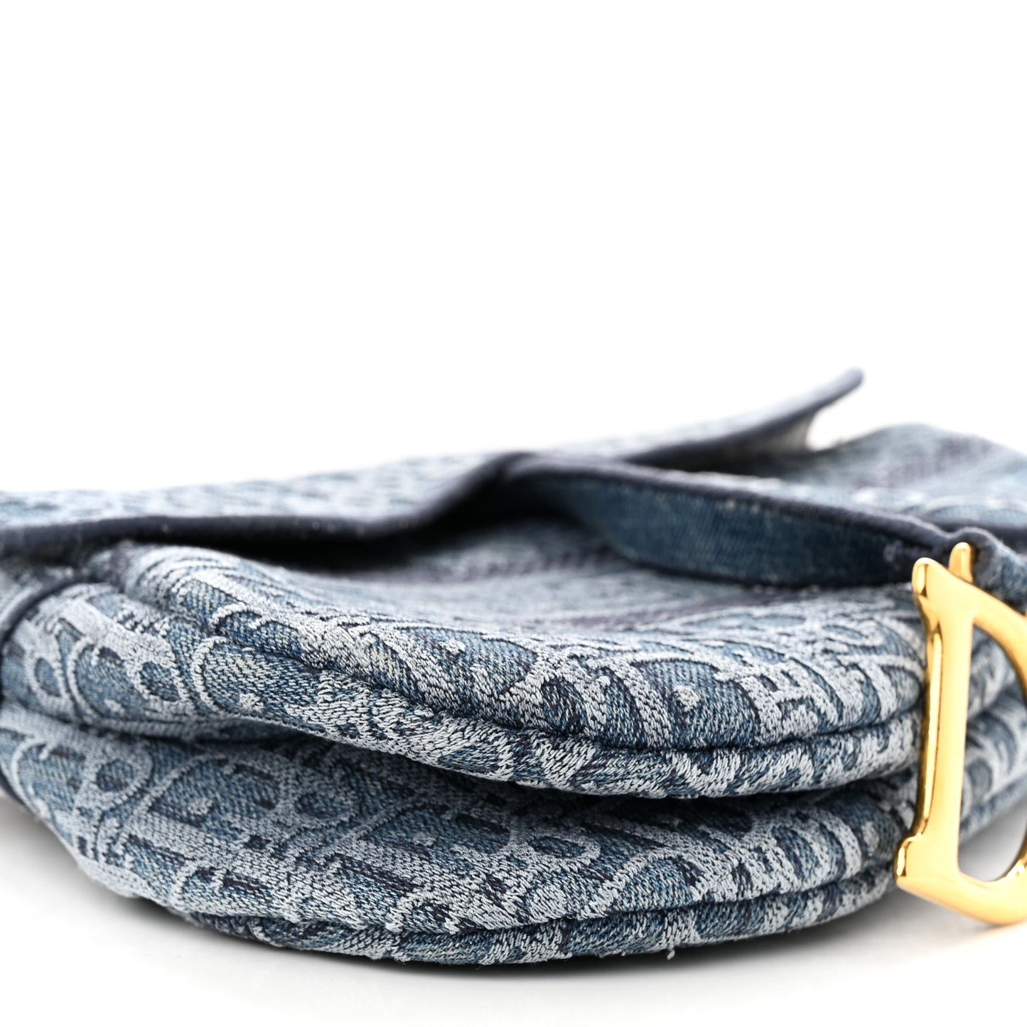 Oblique Embroidered Saddle Bag Denim Blue