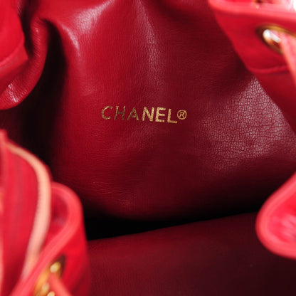 Chanel Lambskin Drawstring CC Shoulder Bag Red 10 of 16