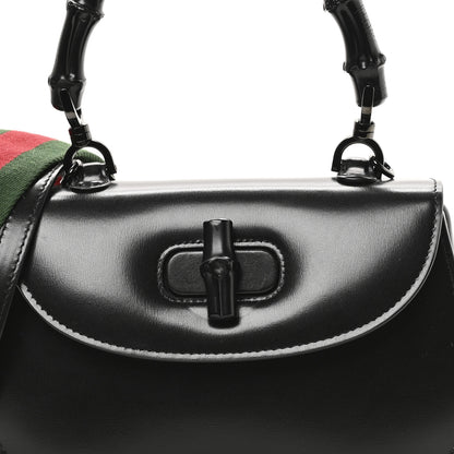 Gucci Boarded Dyana Lux Calfskin Web Monochrome Small Bamboo 1947 Top Handle Bag Black 9 of 13