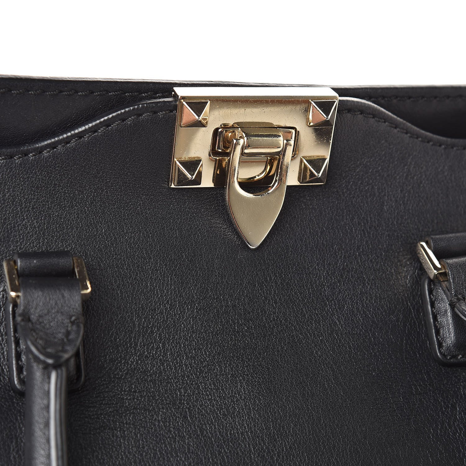 Valentino Garavani Vitello Small Rockstud Double Handle Tote Black 7 of 12