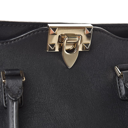 Valentino Garavani Vitello Small Rockstud Double Handle Tote Black 7 of 12