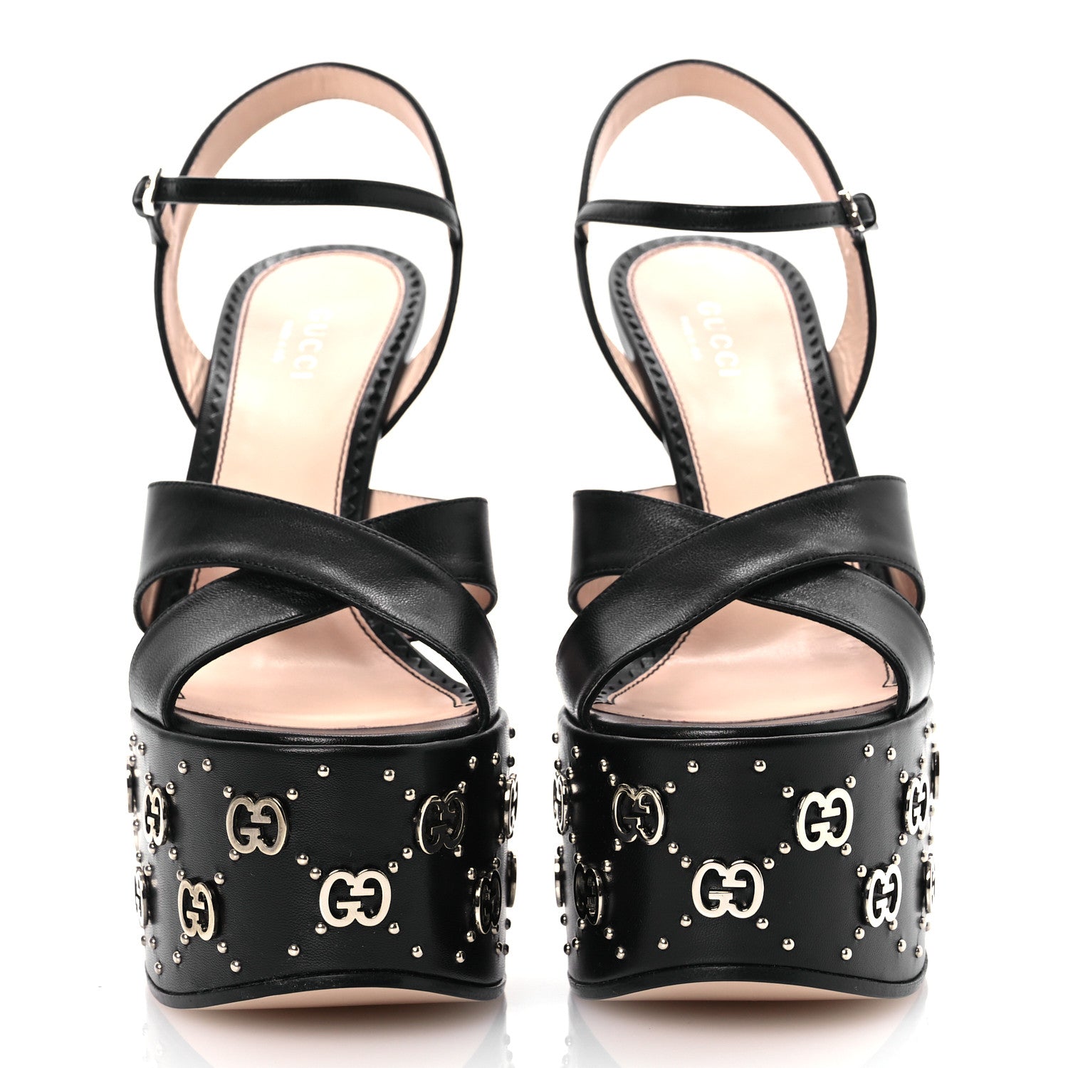 Gucci Malaga Kid Interlocking G Studs 155mm Platform Sandals 36 Perfect Black 3 of 10