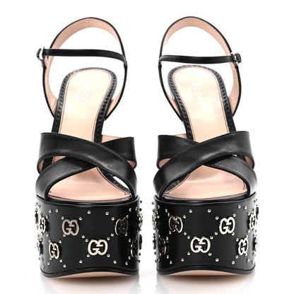 Gucci Malaga Kid Interlocking G Studs 155mm Platform Sandals 36 Perfect Black 3 of 10