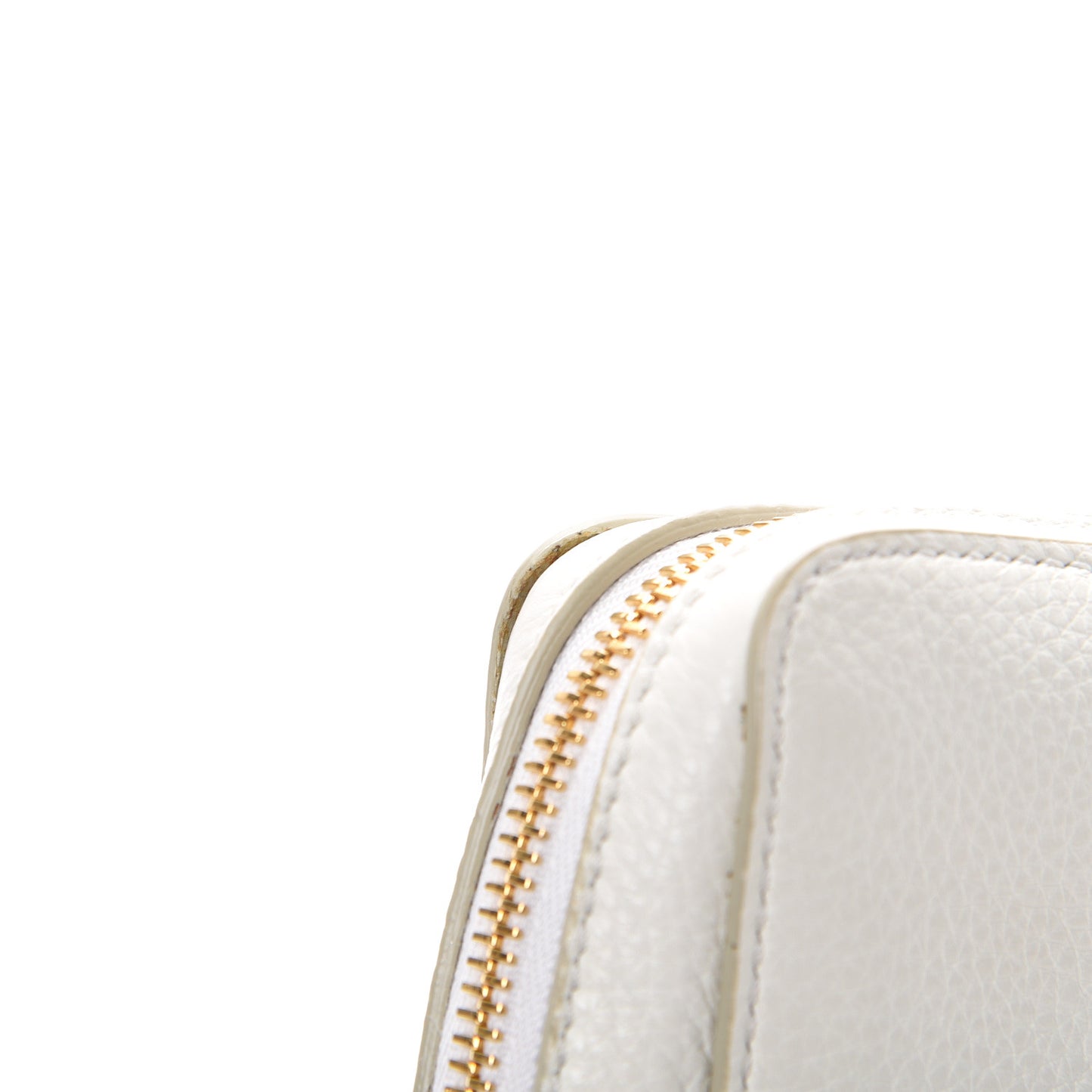 Grained Calfskin Medium Cosmetic Pouch White