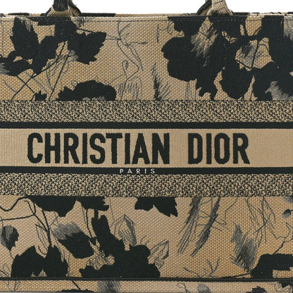 Christian Dior Canvas Embroidered Medium Fleurs Mystiques Book Tote Black Beige 8 of 11
