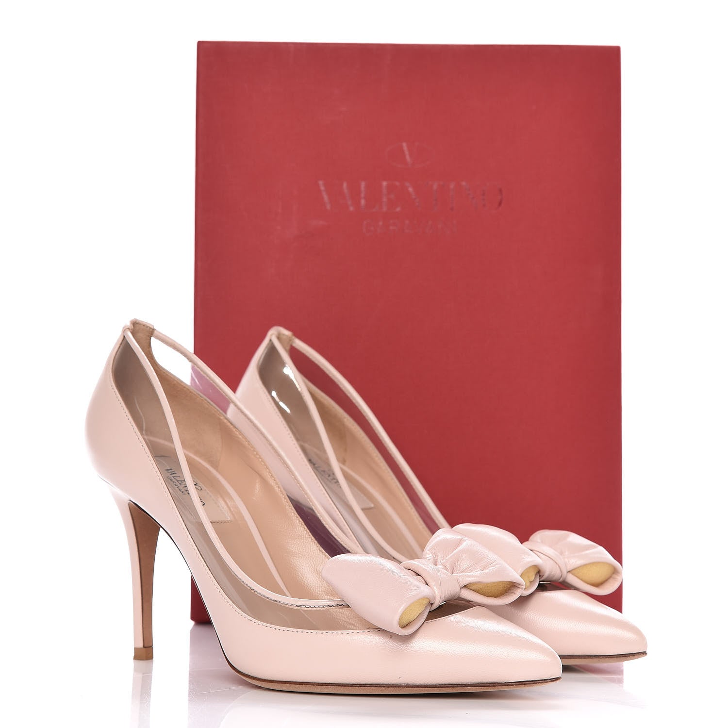 Valentino Garavani Nappa PVC Dollybow Pumps 38 Water Rose 13 of 13