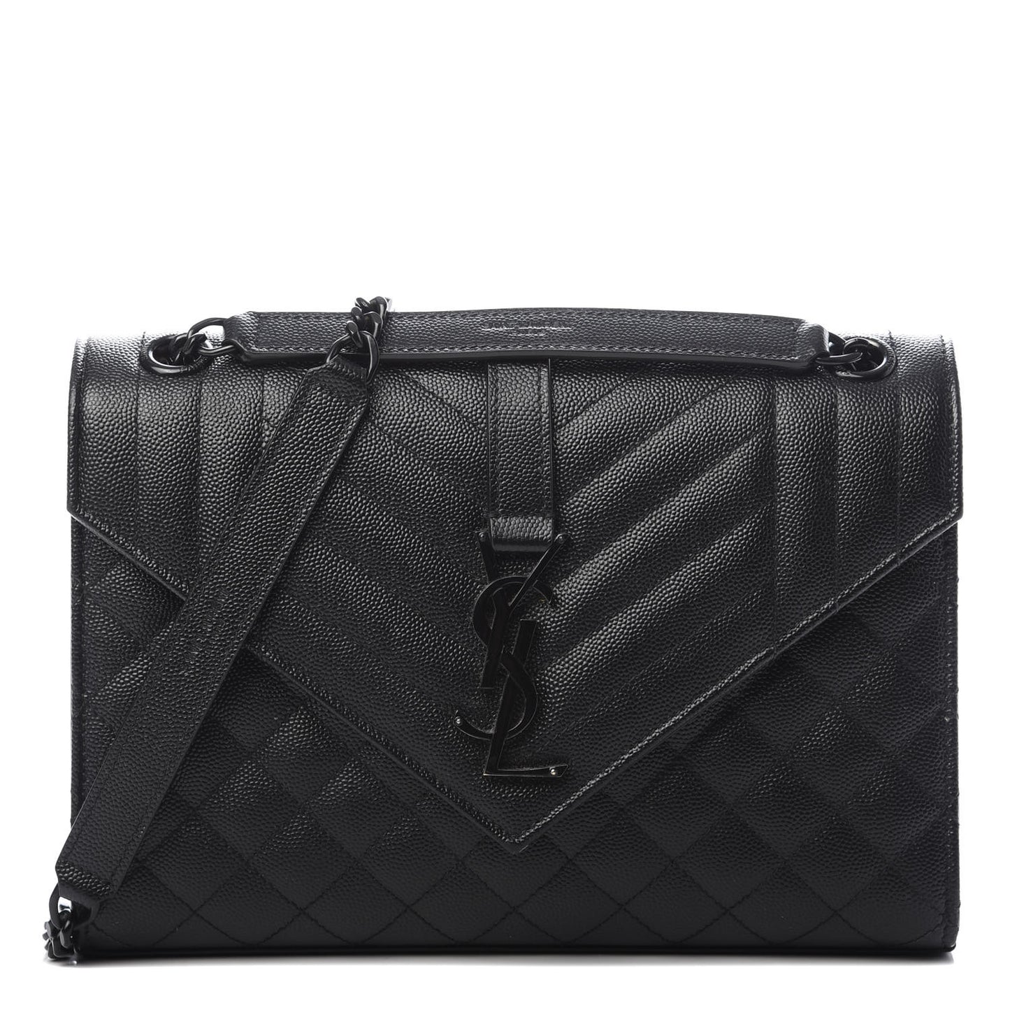 Grain De Poudre Textured Mixed Matelasse Triquilt Medium Monogram Satchel Black