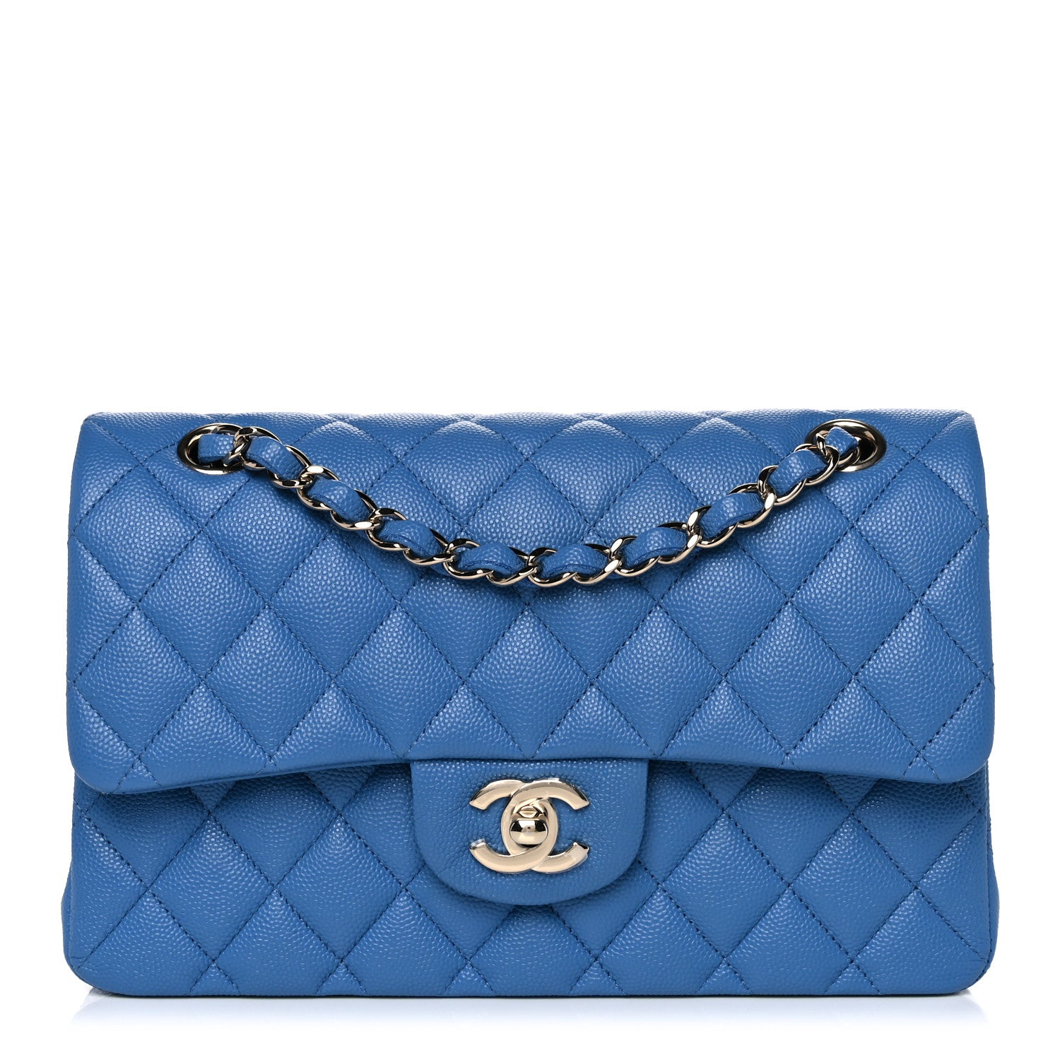 Chanel Caviar Quilted Small Double Flap Blue 1 of 10