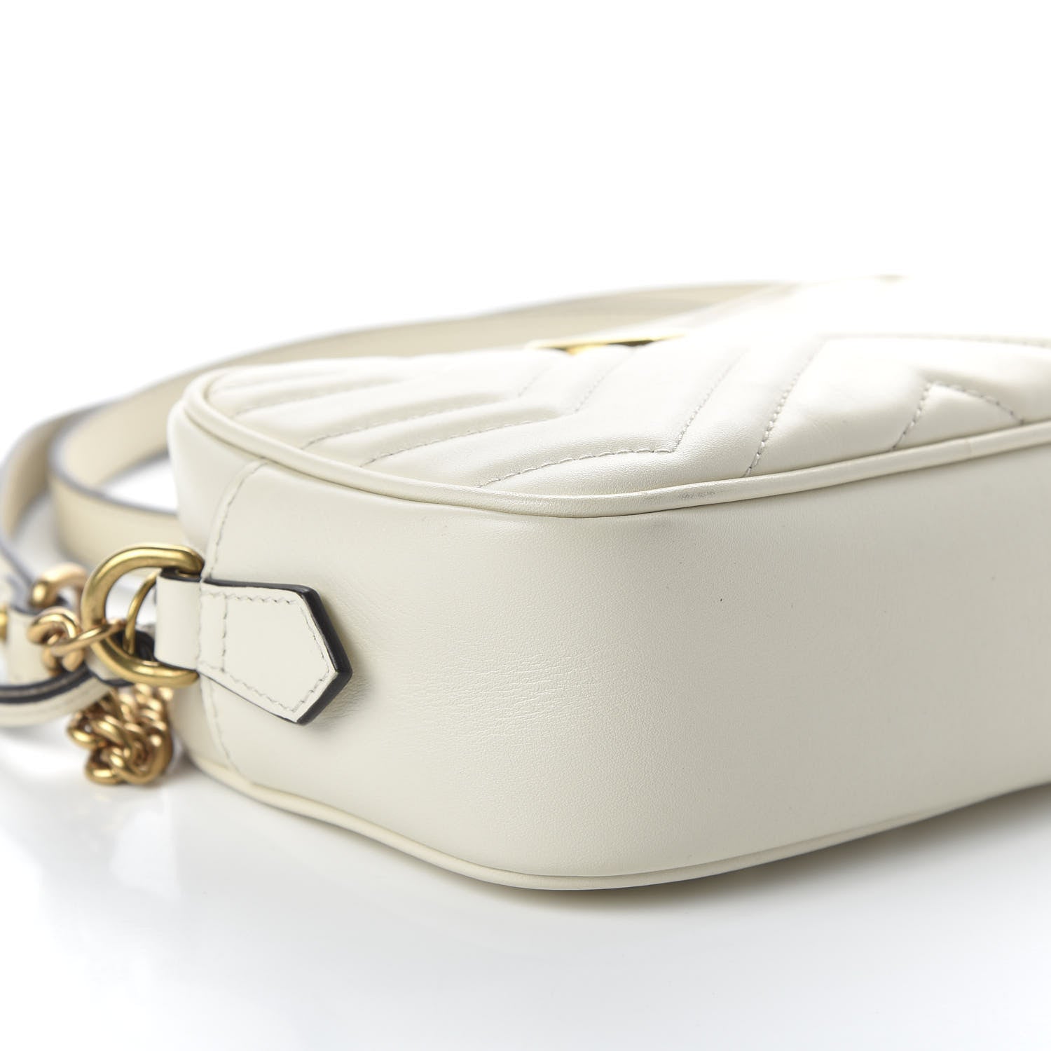 Gucci Calfskin Matelasse Mini GG Marmont Chain Shoulder Bag White 6 of 11