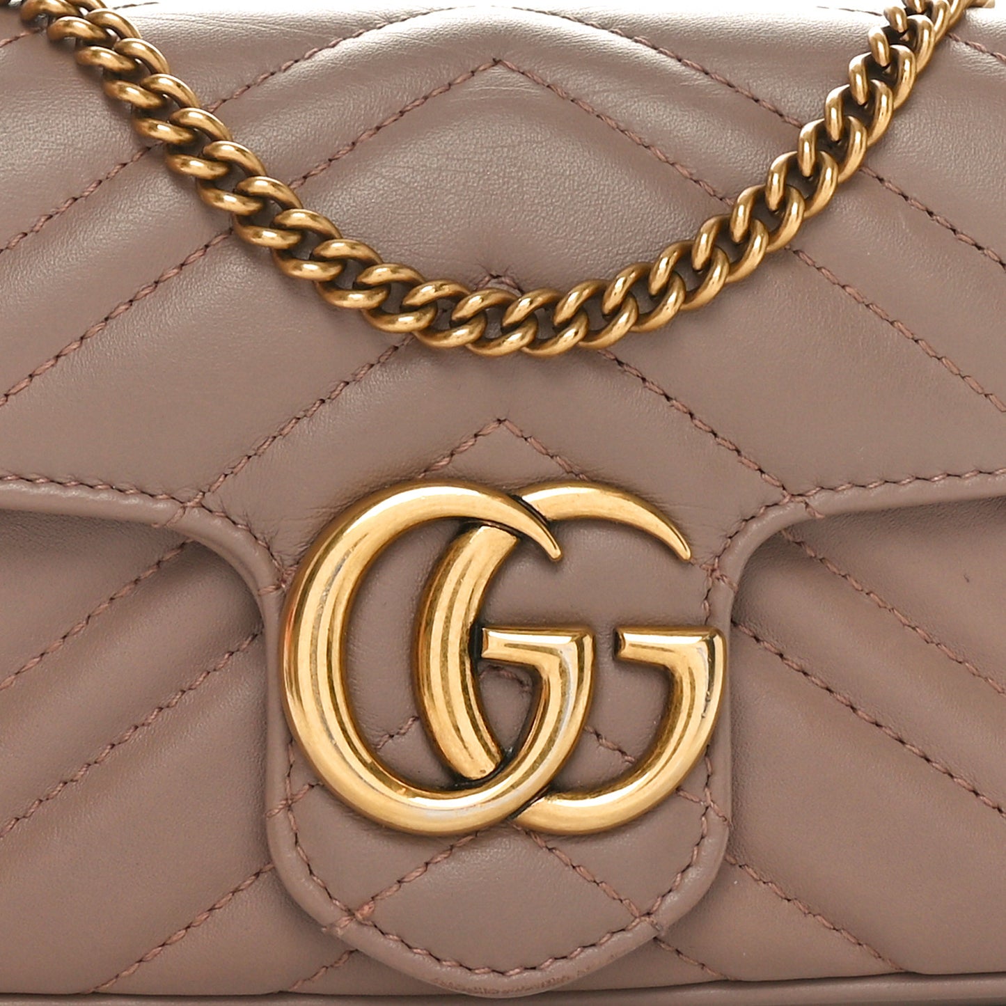 Calfskin Matelasse Super Mini GG Marmont Shoulder Bag Porcelain Rose