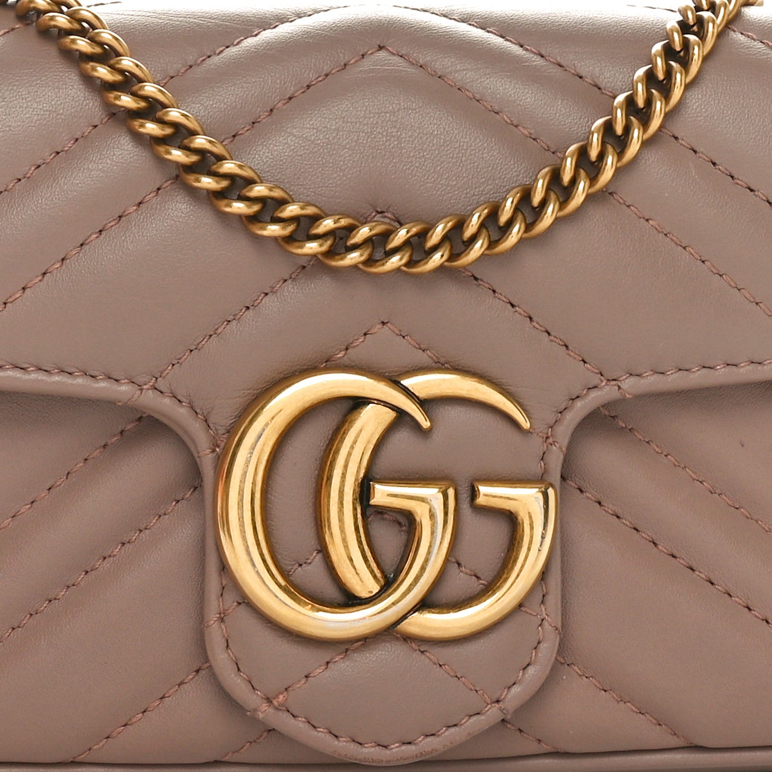 Gucci Calfskin Matelasse Super Mini GG Marmont Shoulder Bag Porcelain Rose 8 of 10