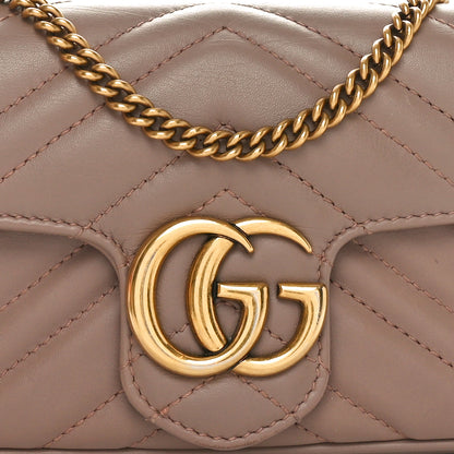 Gucci Calfskin Matelasse Super Mini GG Marmont Shoulder Bag Porcelain Rose 8 of 10