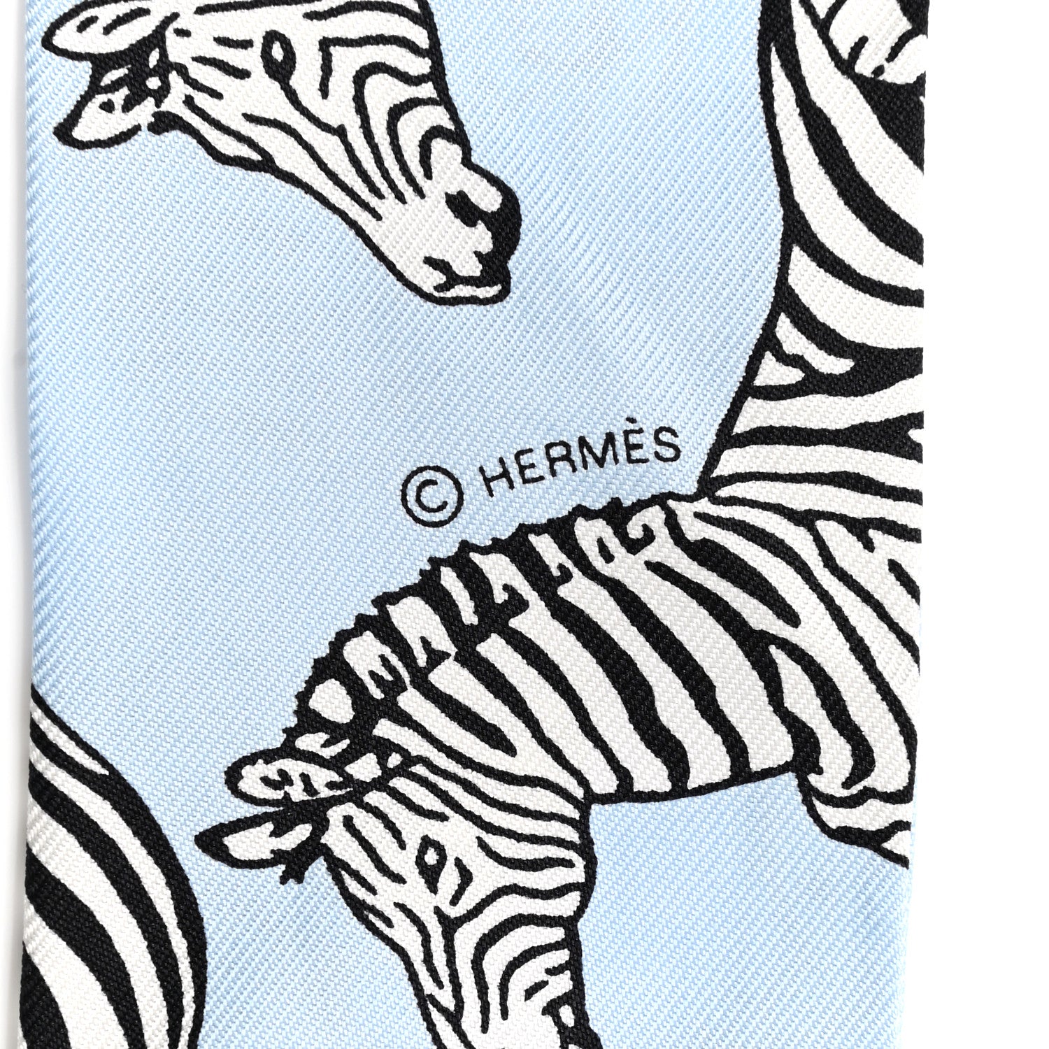 Hermes Silk Les Zebres Twilly Ciel Black White 3 of 4