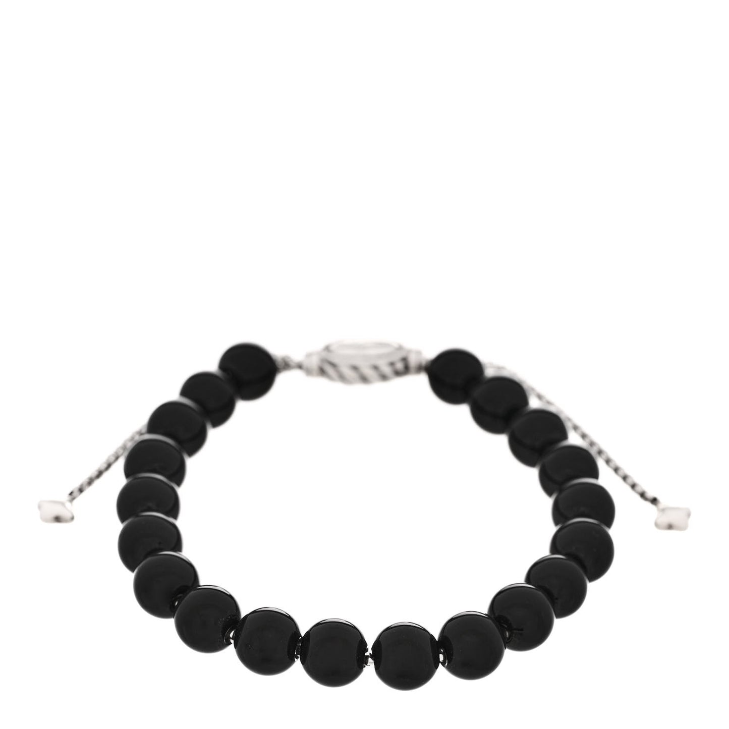 DAVID YURMAN Sterling Silver Black Onyx 8mm Spiritual Beads Adjustable Bracelet