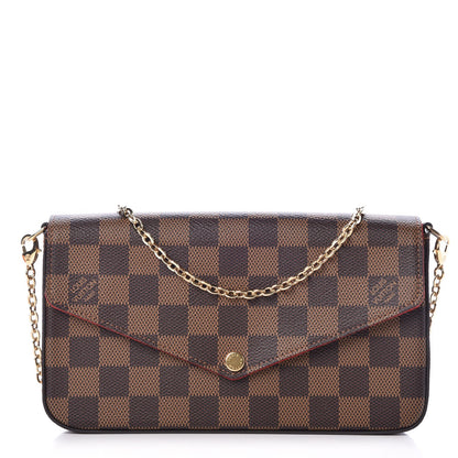 Louis Vuitton Damier Ebene Pochette Felicie Chain Wallet 1 of 9