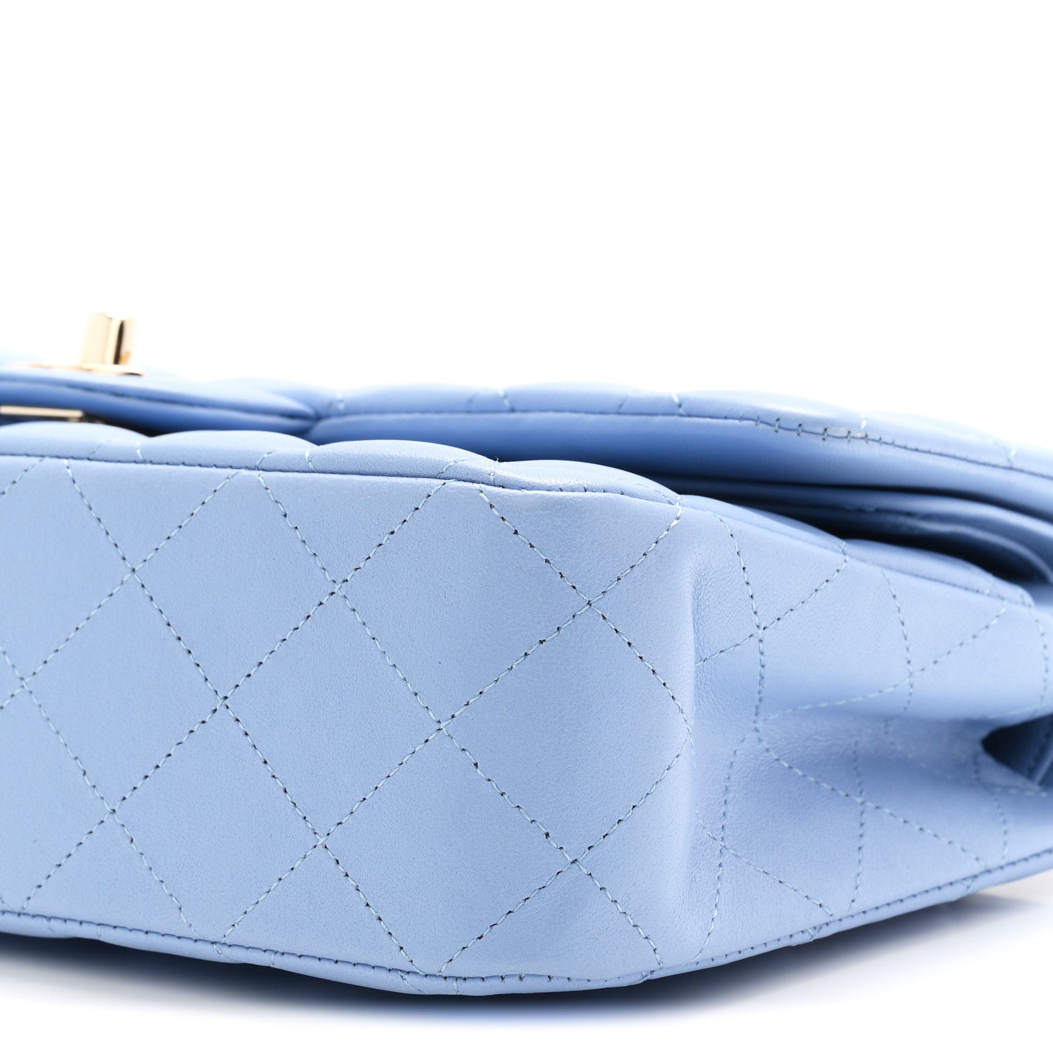 Chanel Lambskin Quilted Medium Double Flap Light Blue 10 of 11
